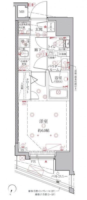 クレイシアIDZ千代田岩本町(1K/5階)の間取り写真