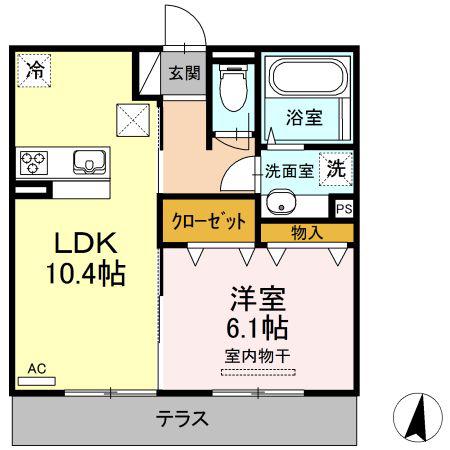 ユメタントピーノ B(1LDK/1階)の間取り写真