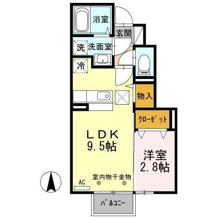 ファインビューIV(1LDK/1階)の間取り写真