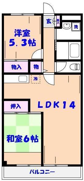 グリーンピア原木(2LDK/4階)の間取り写真