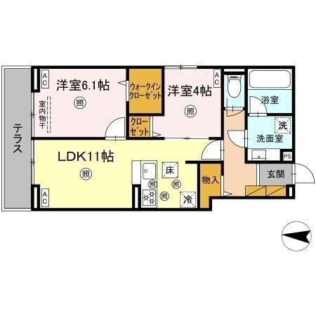 B-KUBUS(2LDK/1階)の間取り写真