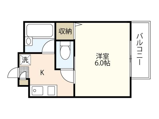 カーサみどり(1K/2階)の間取り写真