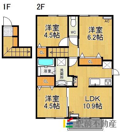 エスポアール持丸(3LDK/2階)の間取り写真