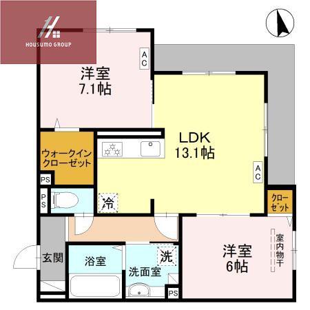 エクシードII(2LDK/3階)の間取り写真