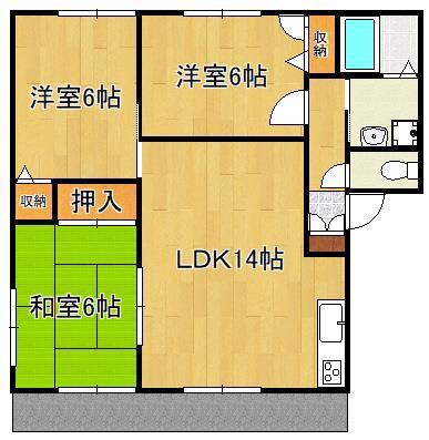 クッキースクエアA棟(3LDK/1階)の間取り写真