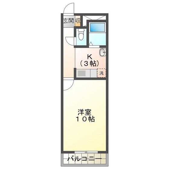 コート西浦(1K/4階)の間取り写真