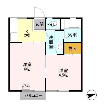 パナハイツ緑岡(2K/2階)の間取り写真