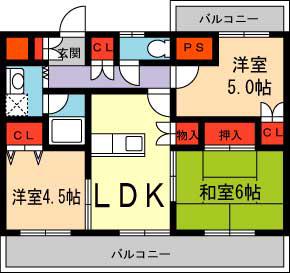 フォリア・グランデ(2LDK/2階)の間取り写真