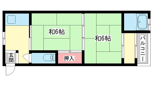 グランコートII番館(2DK/2階)の間取り写真