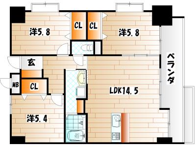 レジナスイート田町(3LDK/9階)の間取り写真