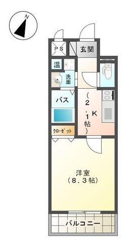 ローデア(1K/4階)の間取り写真