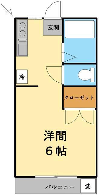 東林間セブンハイツ(ワンルーム/2階)の間取り写真