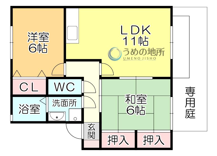ピュアドーム2(2LDK/1階)の間取り写真