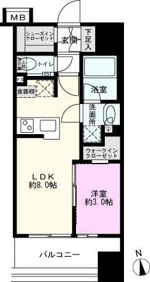 プレシスヴィアラ川越(1LDK/5階)の間取り写真