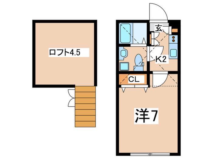 CASA HILLS 野毛山(1K/2階)の間取り写真