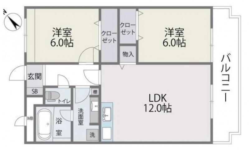 ヒルズウォークK(2LDK/4階)の間取り写真