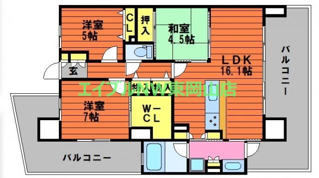 アルビオ・ガーデン西川原(3LDK/3階)の間取り写真