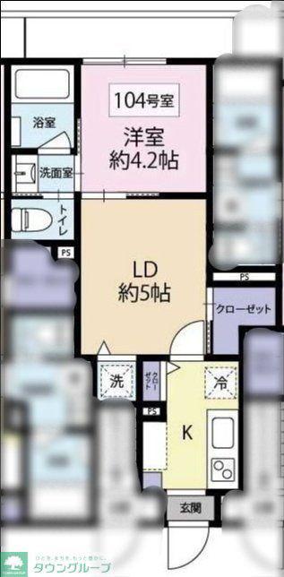 YS中野本町(1LDK/1階)の間取り写真