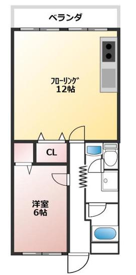 マイコーポ土山(1LDK/2階)の間取り写真