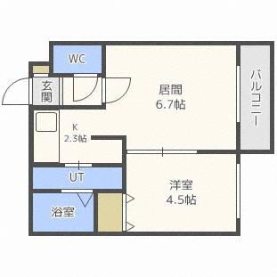 ペルージュ菊水(1LDK/4階)の間取り写真