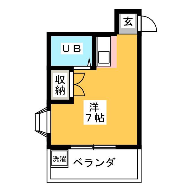 イチカワハイツ(ワンルーム/3階)の間取り写真