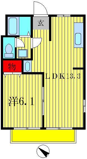 ウィンディーヒルズB(1LDK/1階)の間取り写真