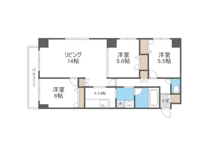 コンフォリア北三条(3LDK/10階)の間取り写真