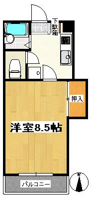 メゾンブランシュ2(1K/4階)の間取り写真