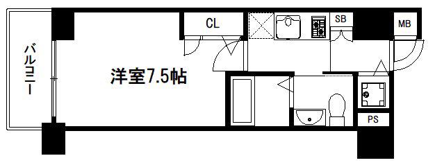 アクアプレイス京都洛南III(1K/3階)の間取り写真