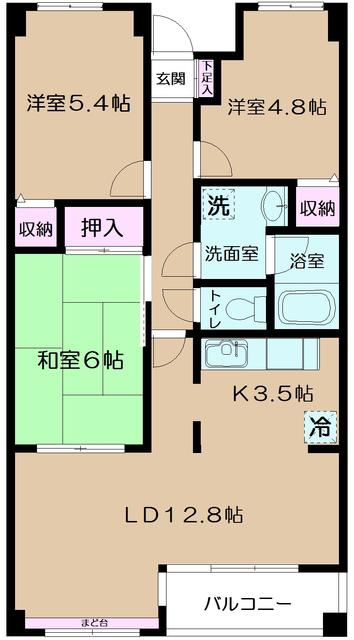 シルクフォルム(3LDK/4階)の間取り写真