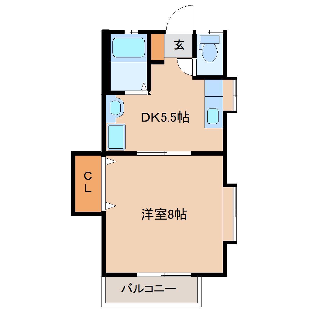 シャボンドール大和町(1DK/1階)の間取り写真