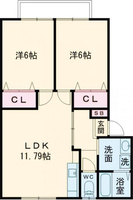 ラ・メゾン桑木場(2LDK/2階)の間取り写真