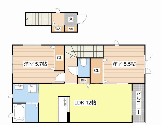 メゾンホーミーズ(2LDK/2階)の間取り写真