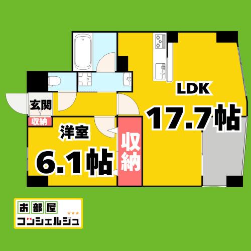 プロシード新瑞橋(1LDK/6階)の間取り写真