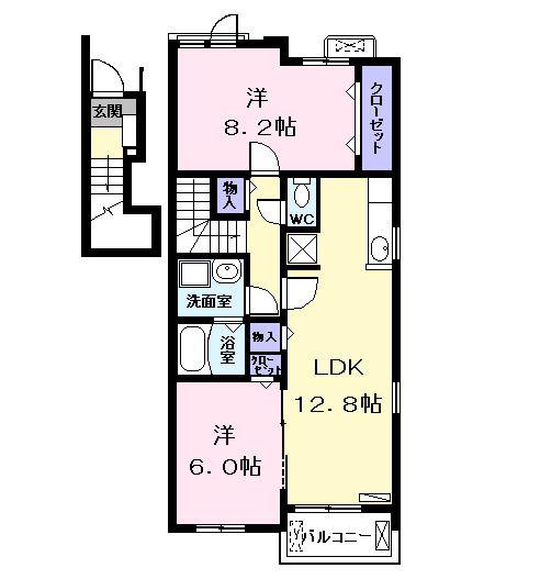 マグノリアY・MII(2LDK/2階)の間取り写真