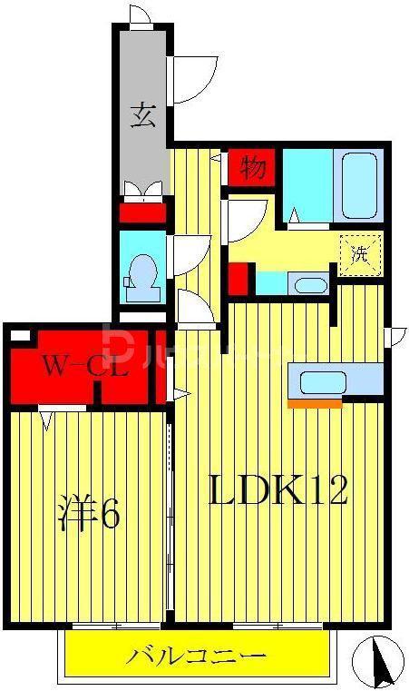 セジュールチェスナット(1LDK/1階)の間取り写真