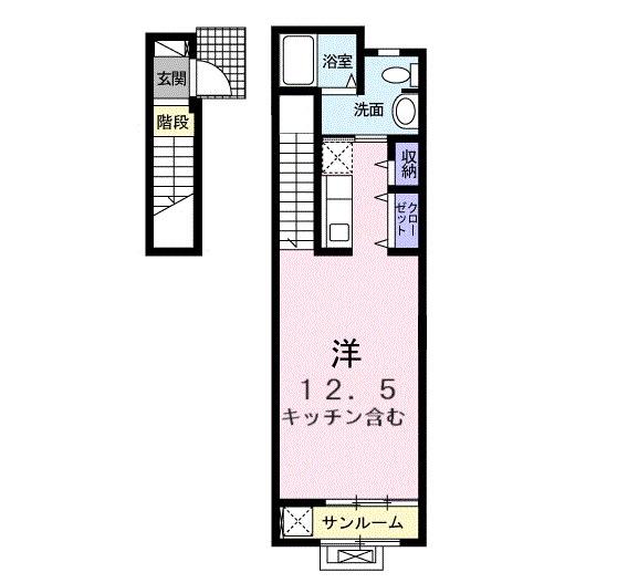 エクセレント ライト(ワンルーム/2階)の間取り写真