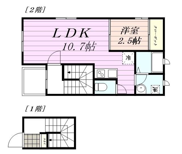 ブッシュリーSATO(1LDK/2階)の間取り写真