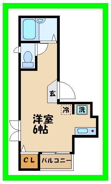 マナーウッドコート(ワンルーム/2階)の間取り写真