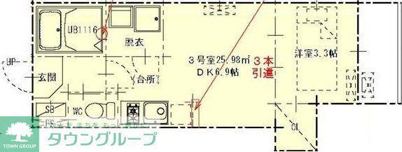 ハーモニーテラス塩池町II(1DK/3階)の間取り写真