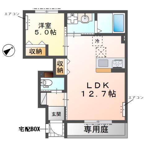  柏市柏 アパート(1LDK/1階)の間取り写真