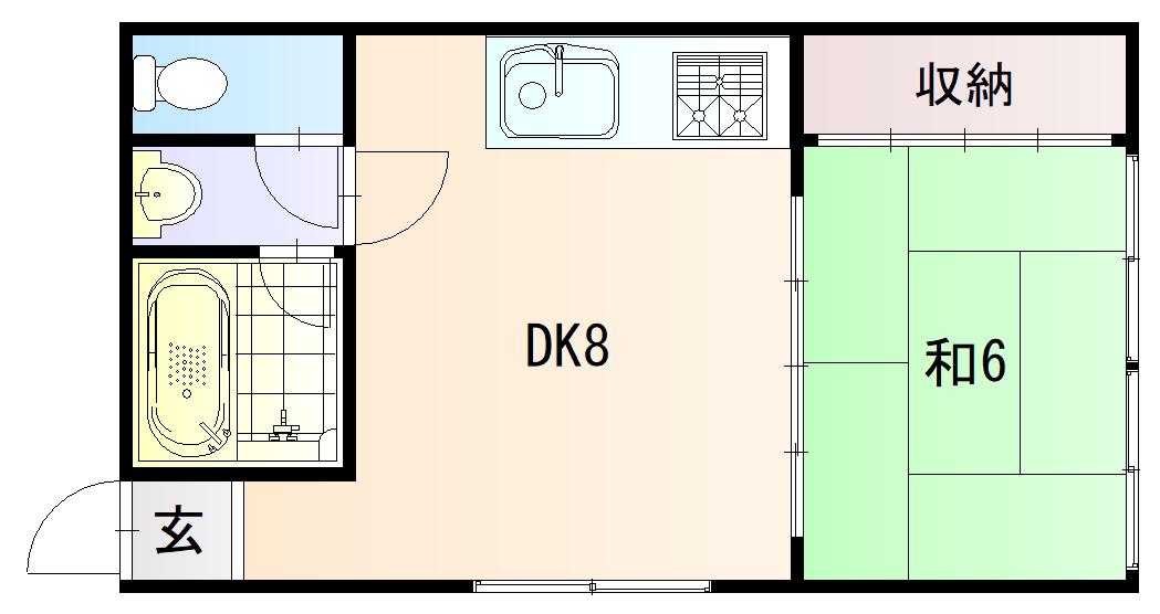 シティ成町(1DK/2階)の間取り写真