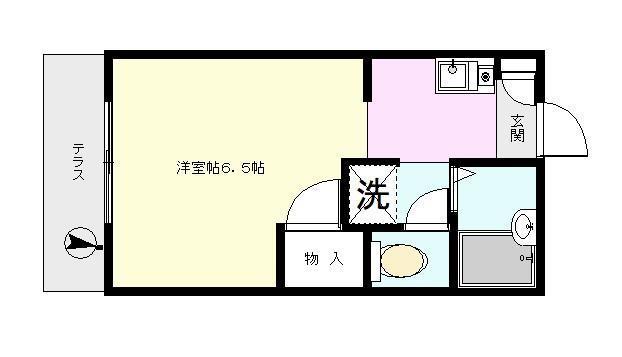 スイーテス(ワンルーム/1階)の間取り写真