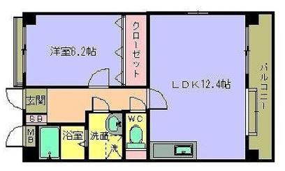 グランシャリオ箱崎II(1LDK/2階)の間取り写真