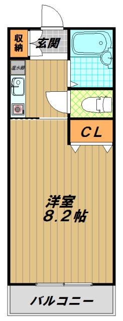 セラーン朝霧(1K/5階)の間取り写真