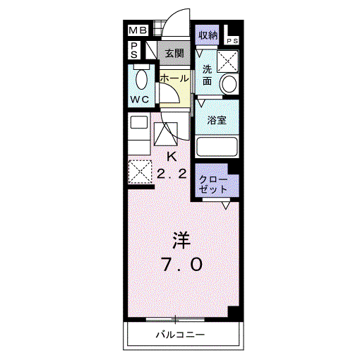 アヴィタシオン K(ワンルーム/1階)の間取り写真