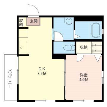 ヴィクトワール(1DK/2階)の間取り写真
