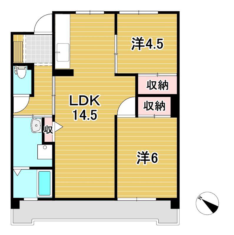 鹿島マンション(2LDK/3階)の間取り写真