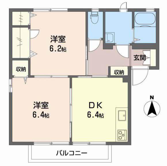 メゾン ドゥ ジュワ エスト(2DK/1階)の間取り写真