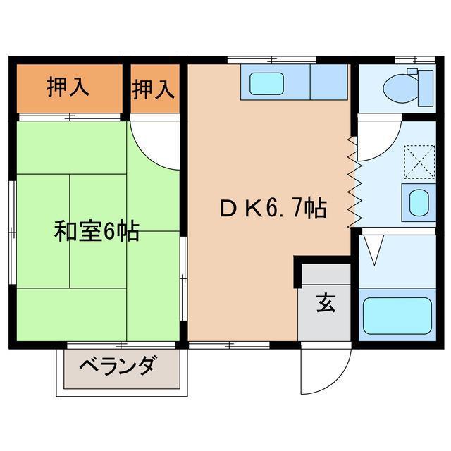 コーポ・グリーンヒルズ(1DK/1階)の間取り写真